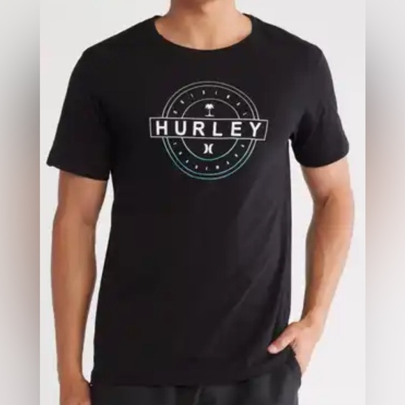 Hurley Men’s Size XL Black Graphic Print Logo Short Sleeve Tee Shirt - Picture 1 of 7